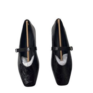 Katy Perry Shoes Women's 9.5 Evie Mary Jane Black Patent Embossed Ballet‎ Flats